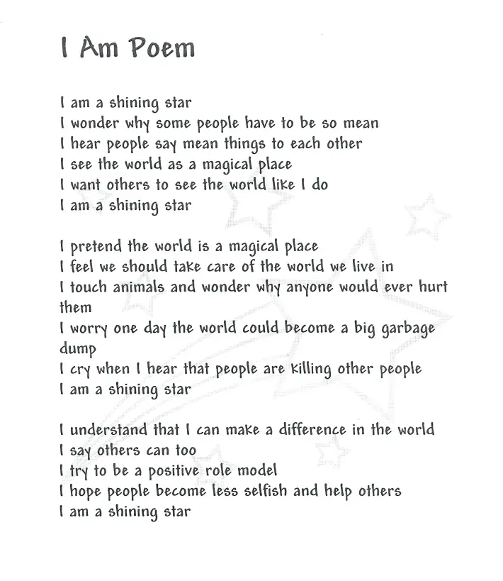 i am poem template 4th grade