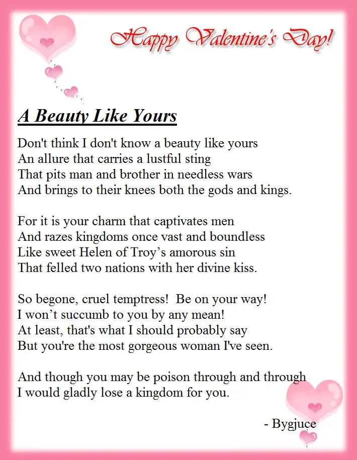 love sonnet examples by students