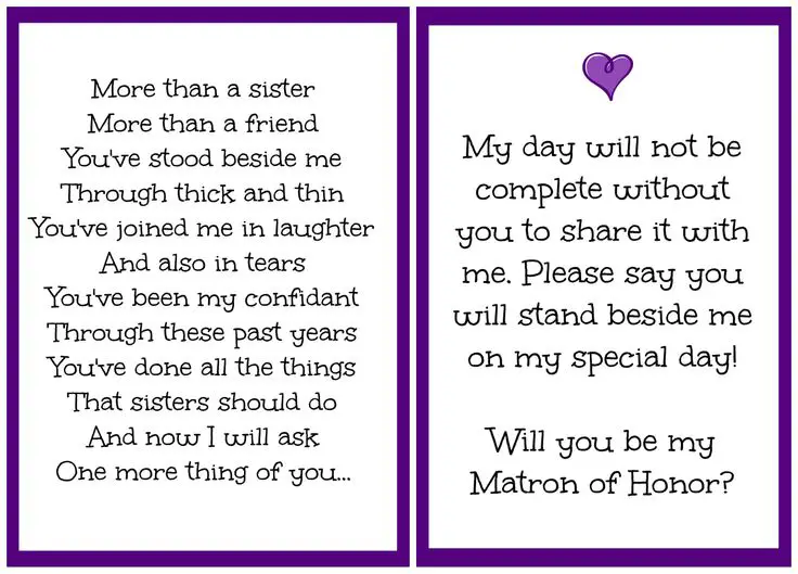 Sister Maid Of Honor Poem Wedding Ideas Maid Of Honor Poems