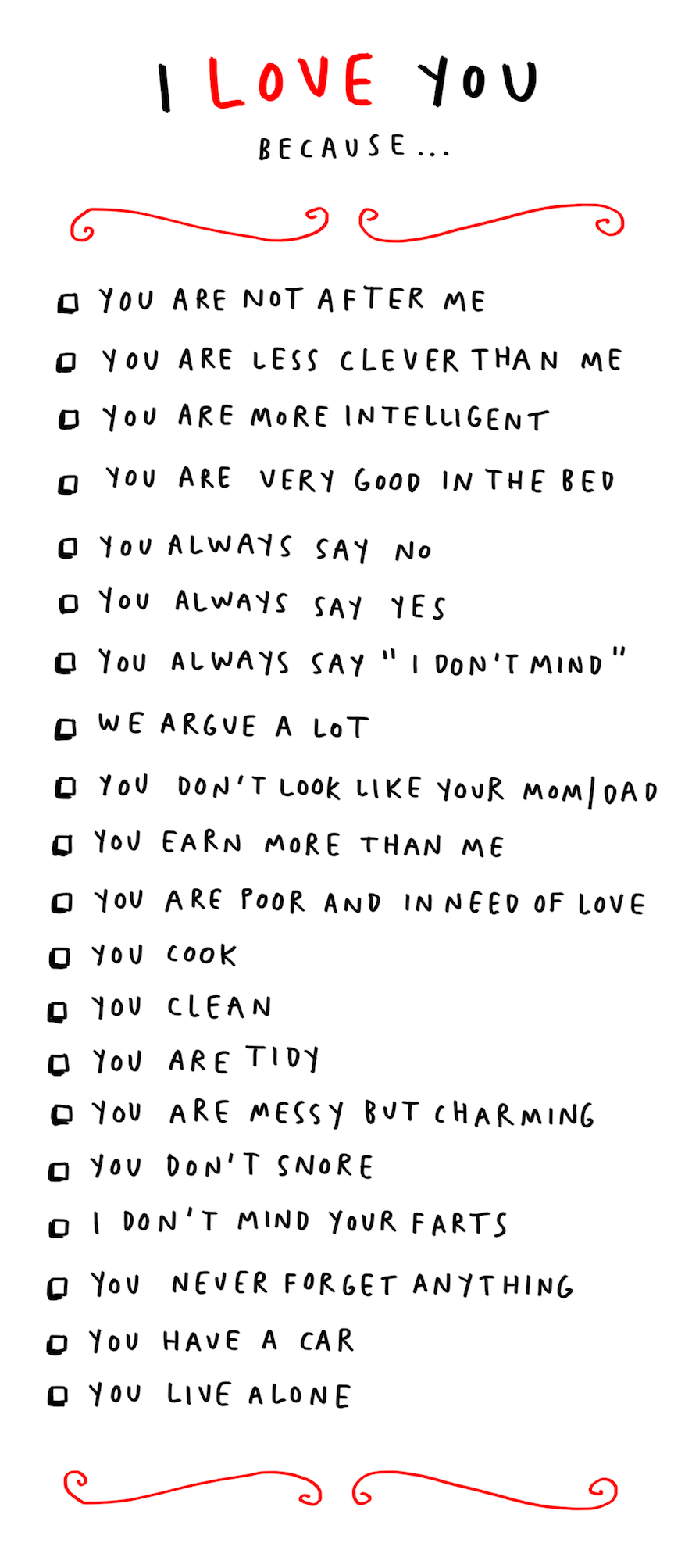 I love you because Poems