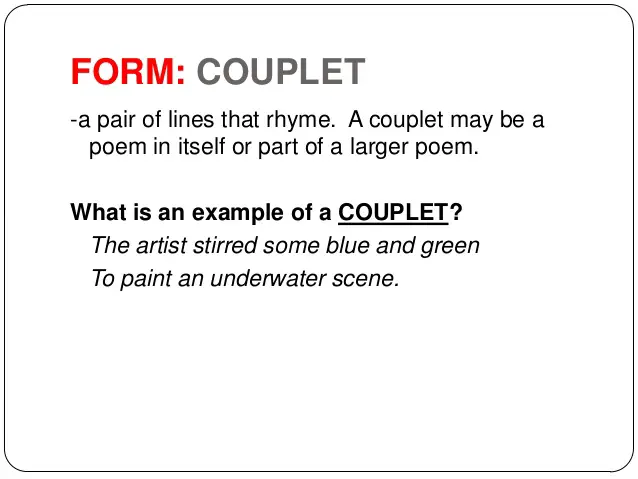 Examples of couplet Poems