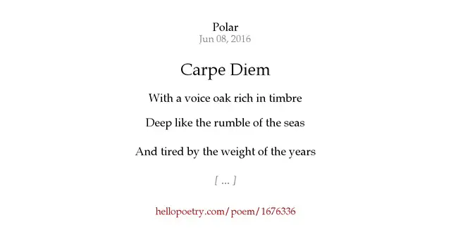 Carpe Diem Poems