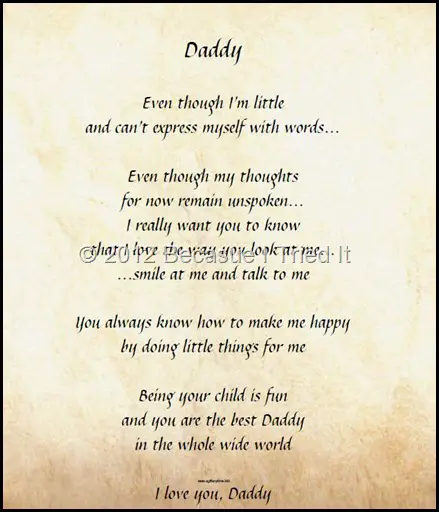 daddy to be poems from bump