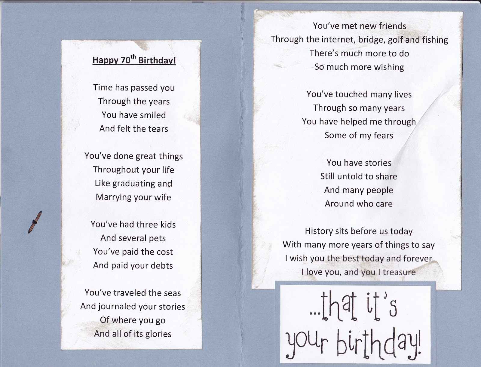 70th Birthday Poems