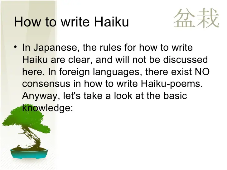 How to write a haiku Poems