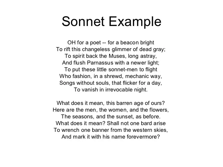 petrarchan sonnet examples by students