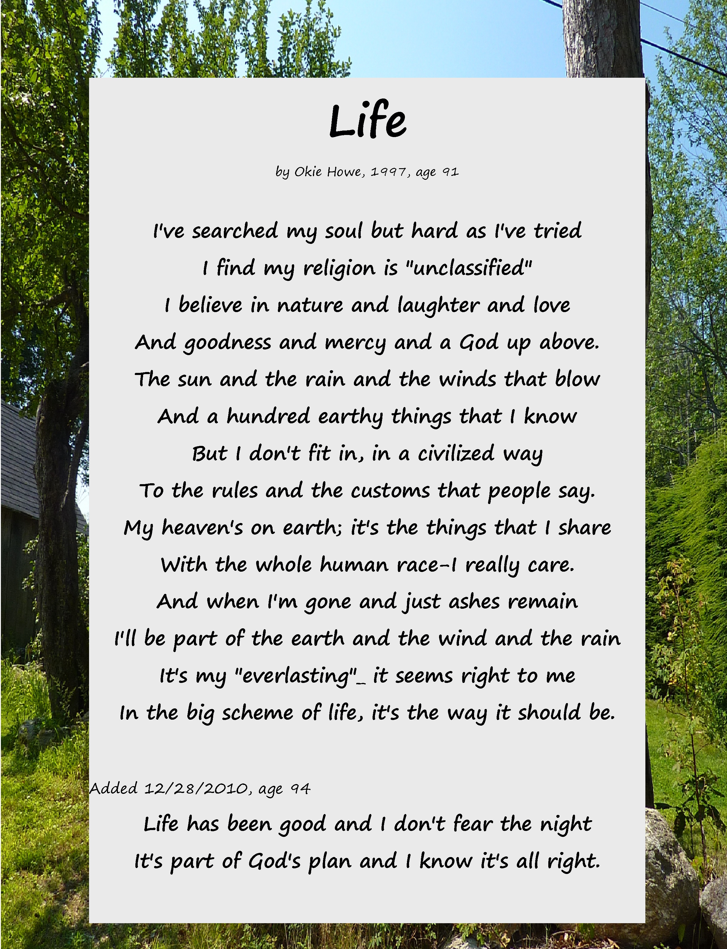 Celebration of life Poems