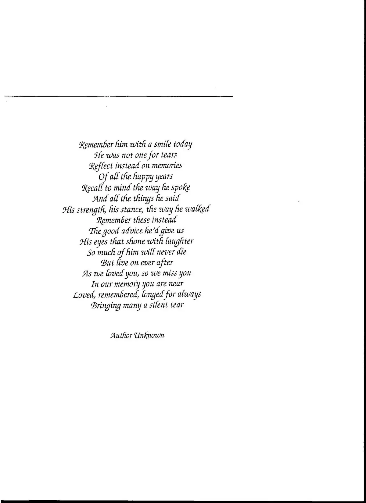 Short eulogy Poems