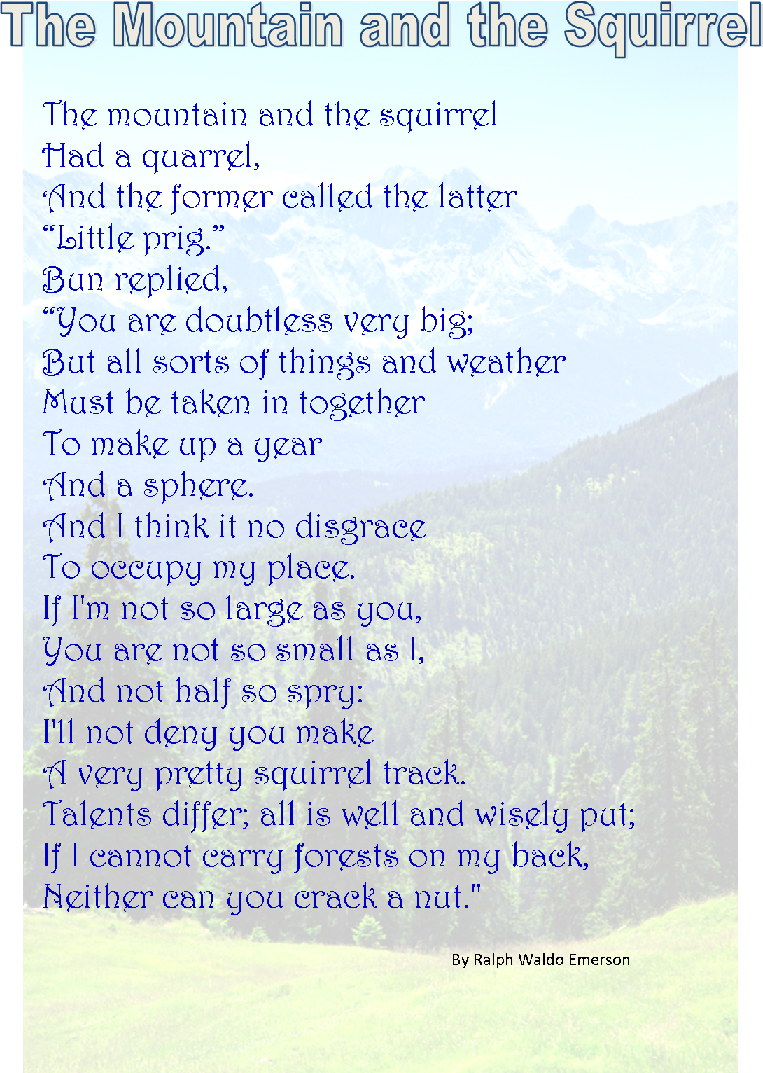 Mountain And Squirrel Poem Summary