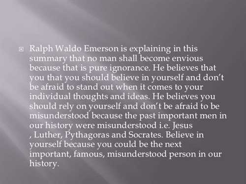 Self reliance essay summary