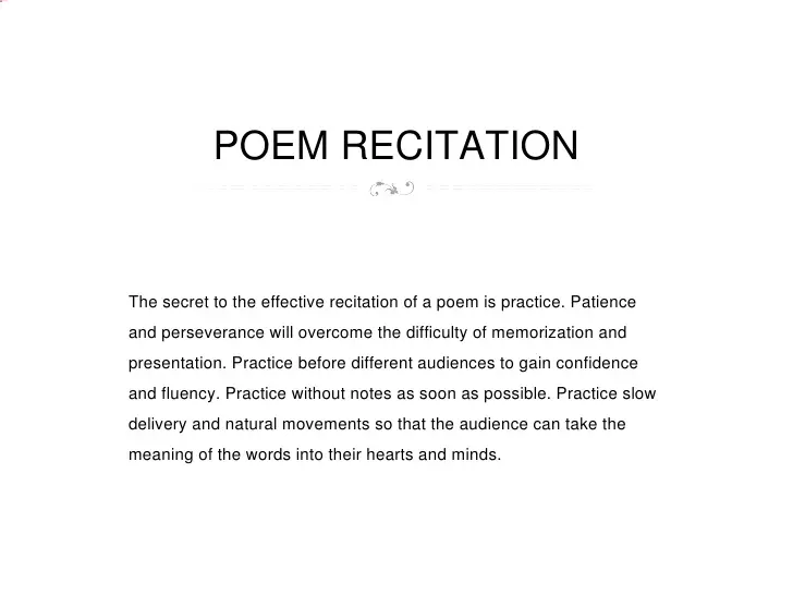 Poetry recitation Poems