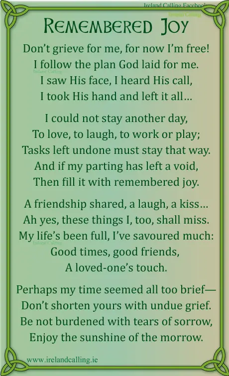Irish Funeral Poems