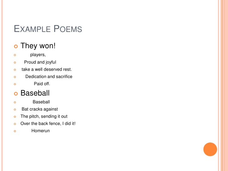 Examples of cinquain Poems