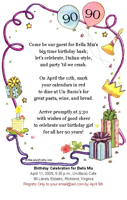 90th Birthday Poems