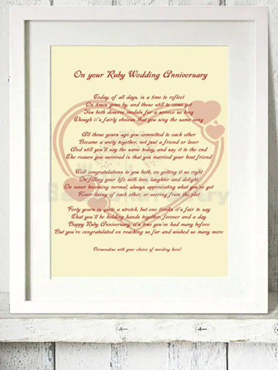 40th Anniversary Poems