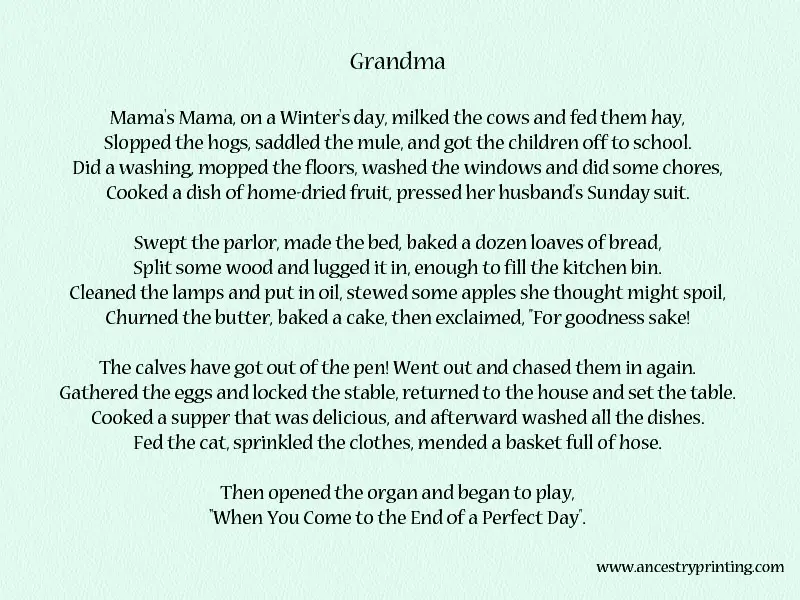 Grandparents Death Poems