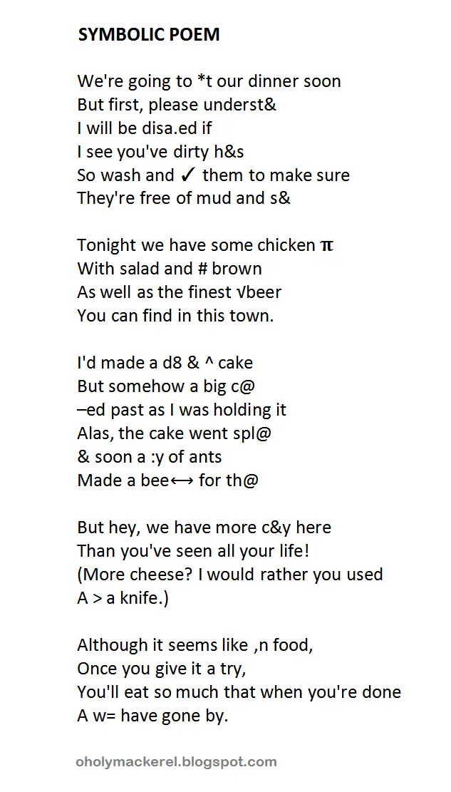 Short poems using symbolism image