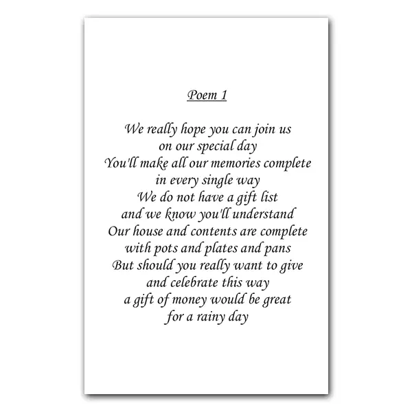 Wedding Gift Poems