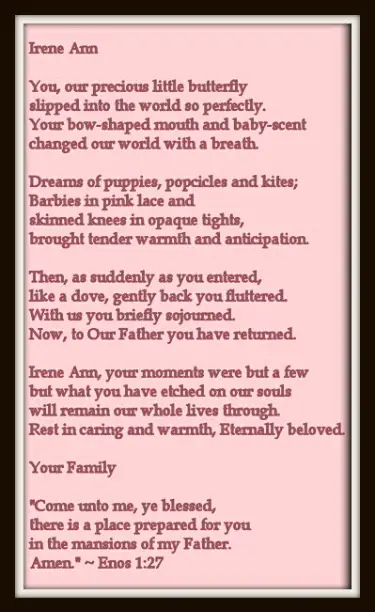 Infant Funeral Poems
