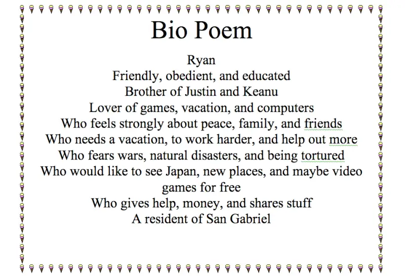 Bio poems for students image