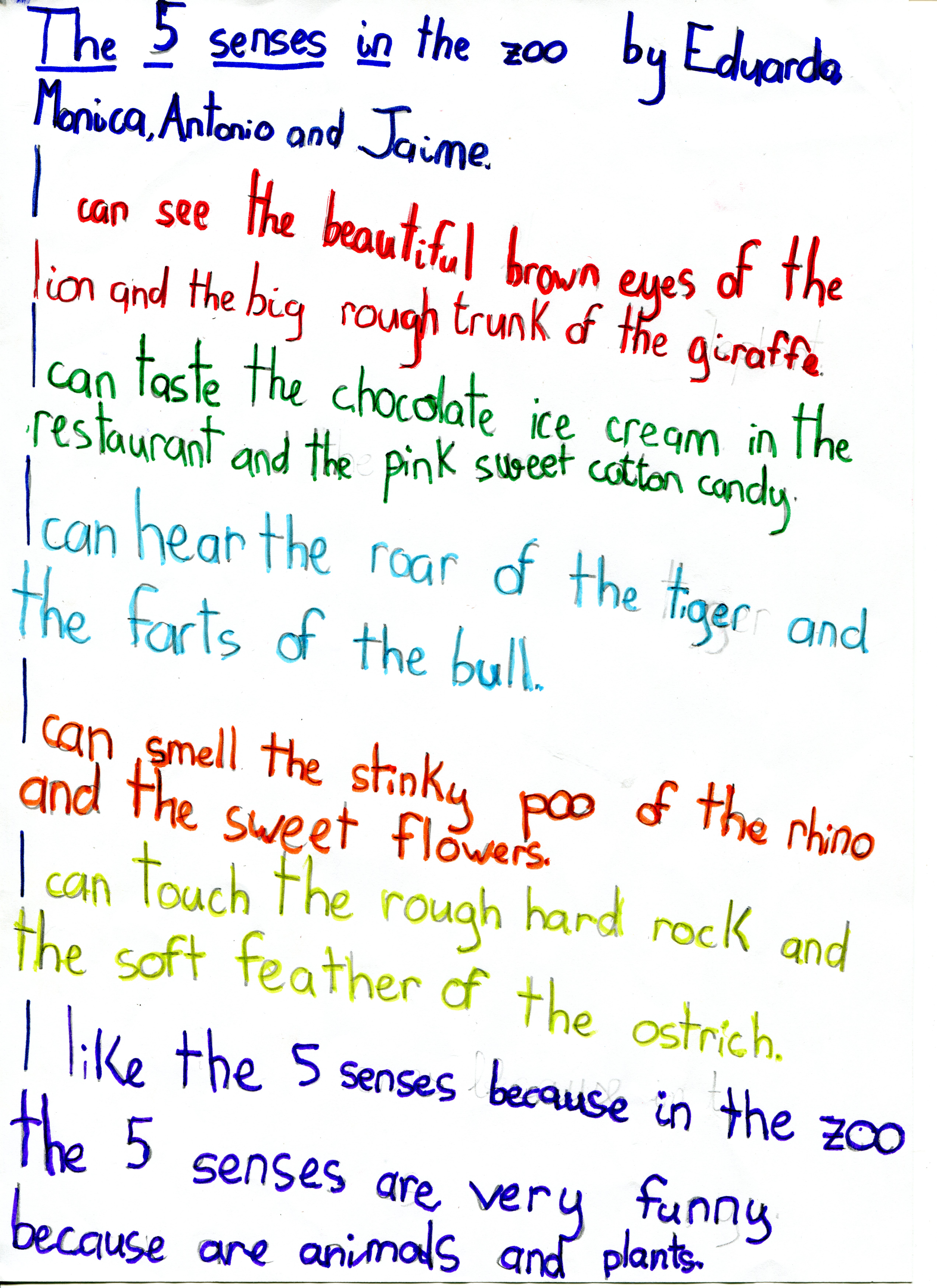 5 Senses Poems For Kids