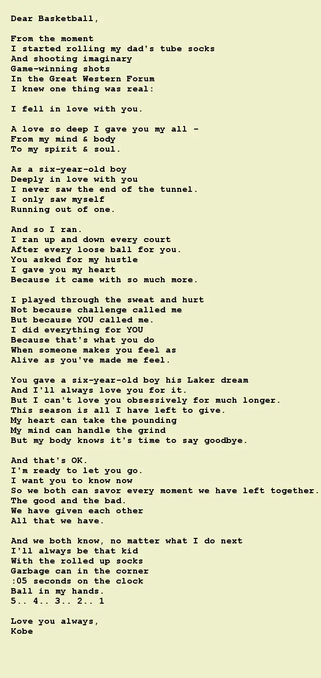 Kobe bryant Poems