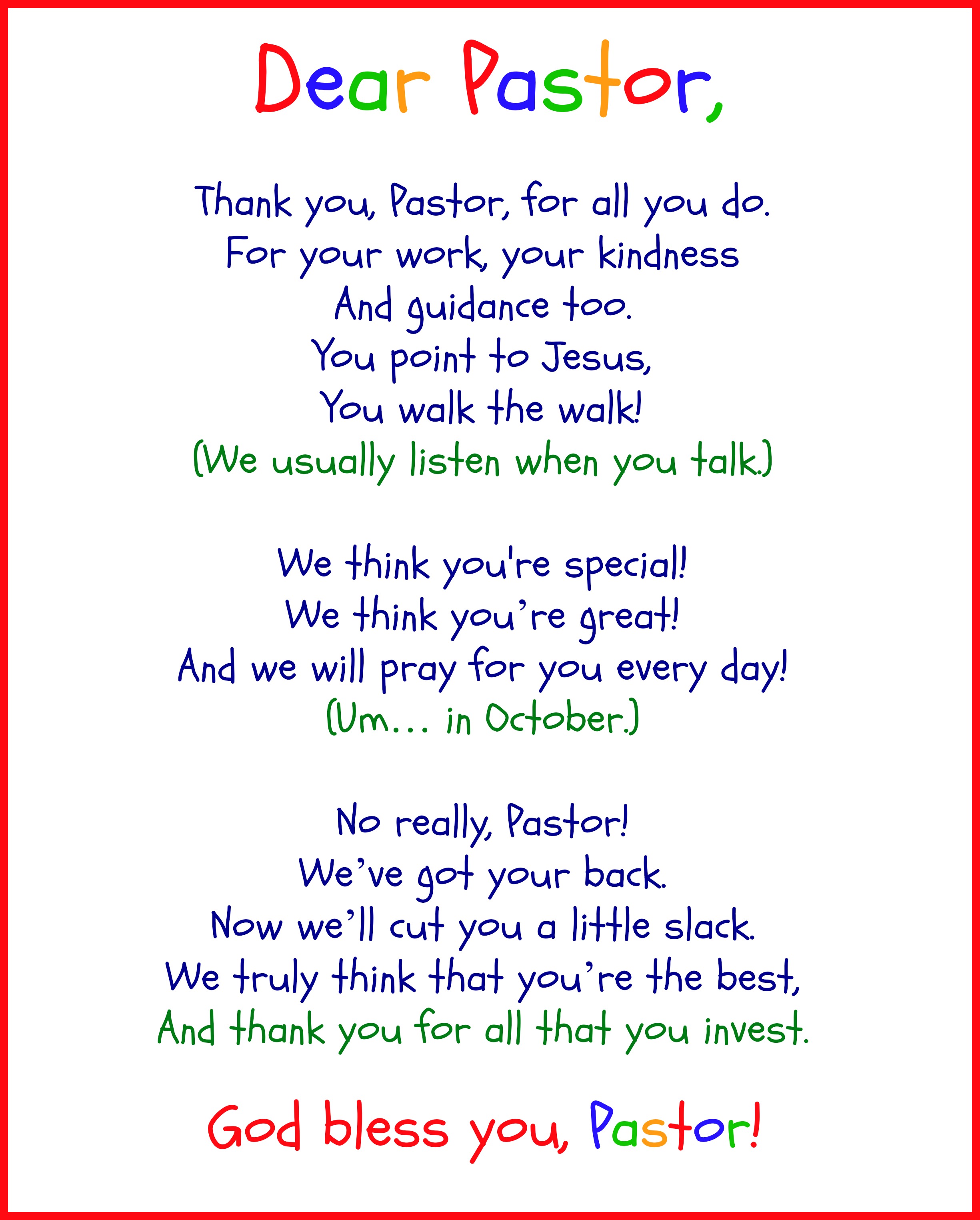 Funny pastor appreciation Poems