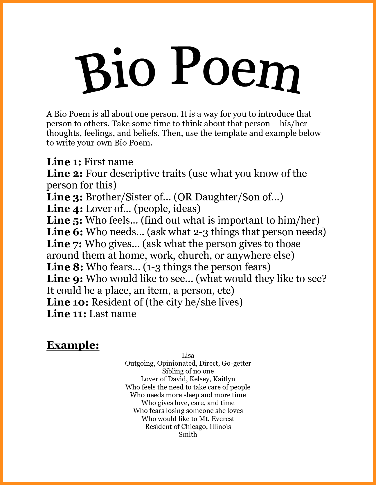 how to write a biography poem