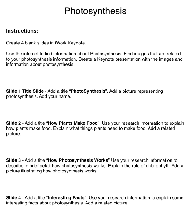 Photosynthesis Alphabet Chart