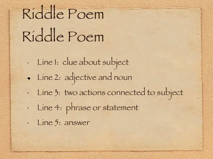 How to write a riddle poem for kids picture