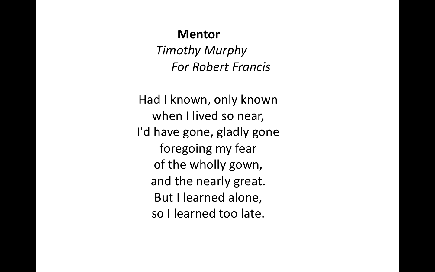 Mentor Poems