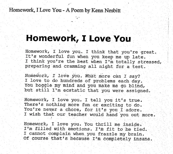 homework this poem