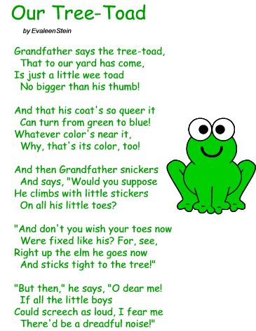 frog toad poem tree kids short poems songs animals dltk pinsdaddy poemsearcher coloring poster