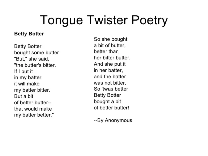 Tongue Twister Poems.