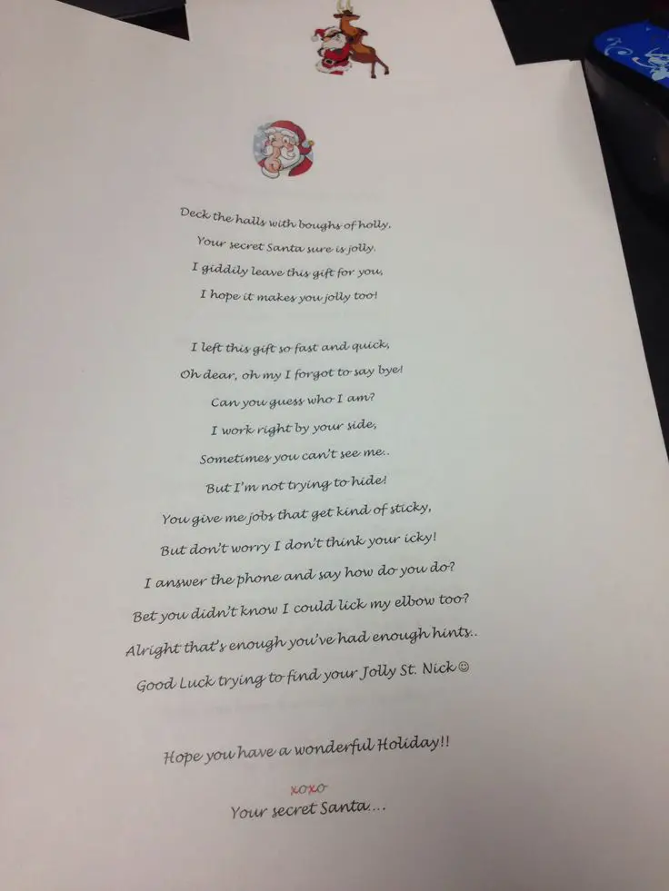 Secret Santa Reveal Poems