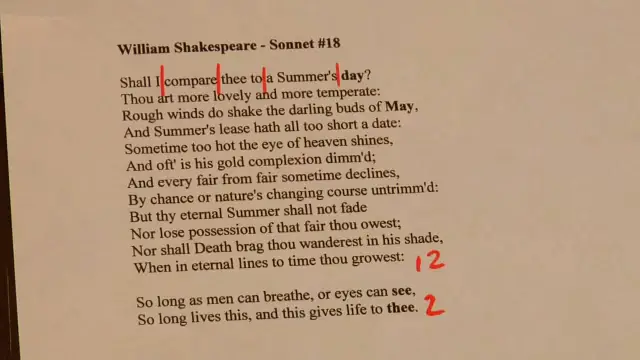 english sonnet examples by students
