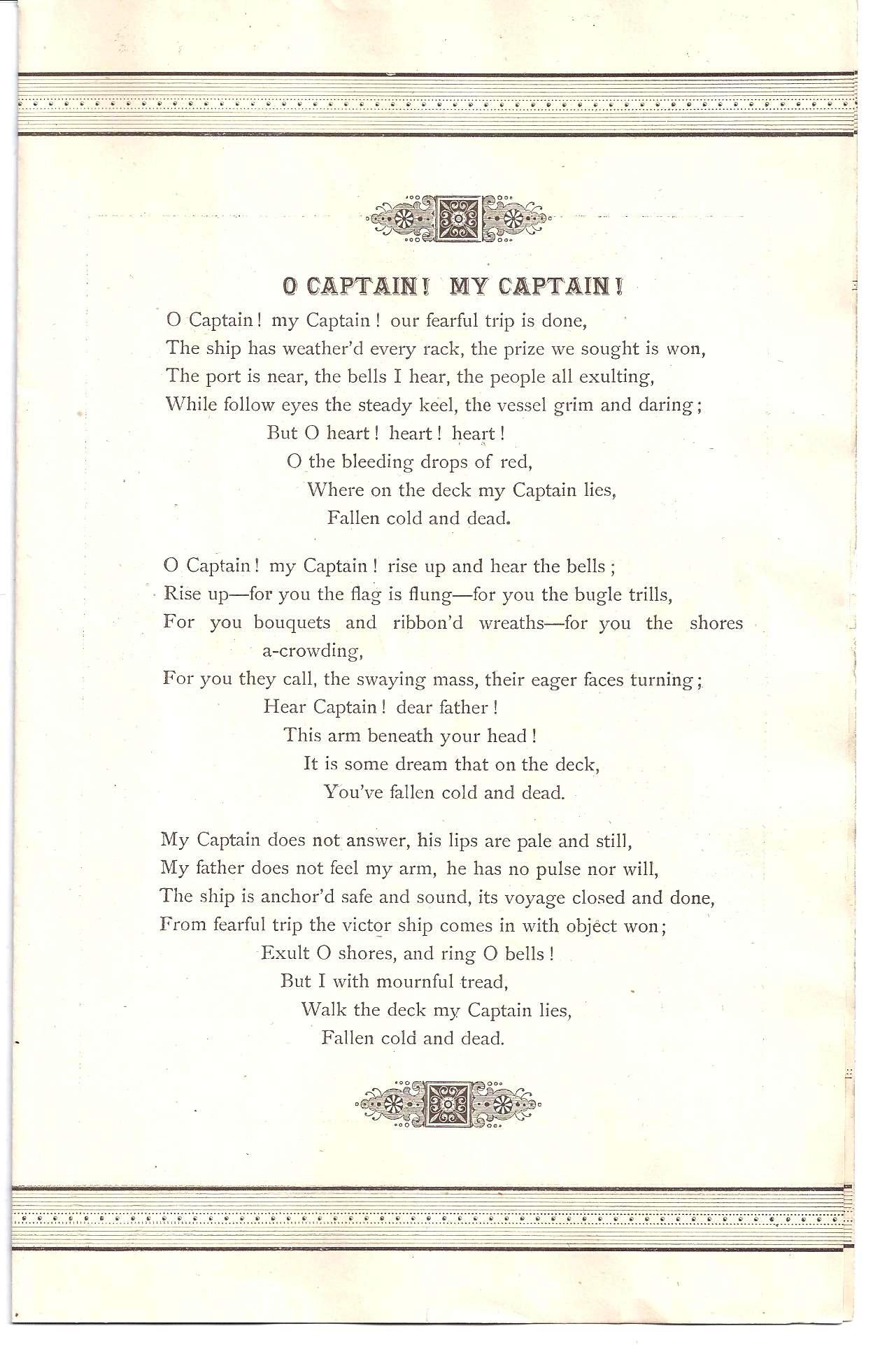 o captain my captain literary devices