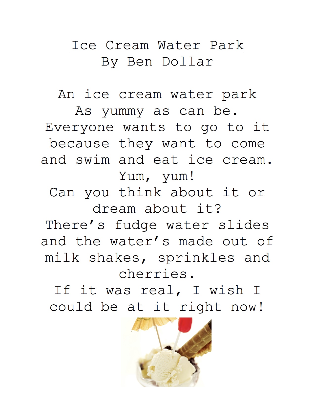 Ice cream Poems