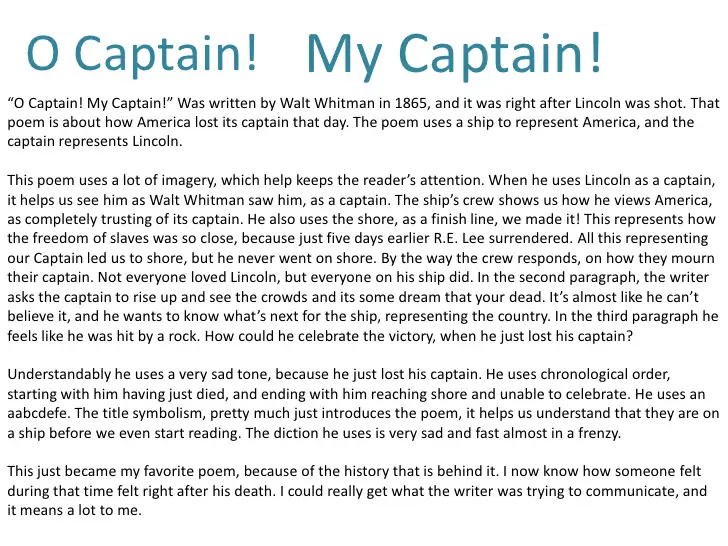 o captain my captain literary devices