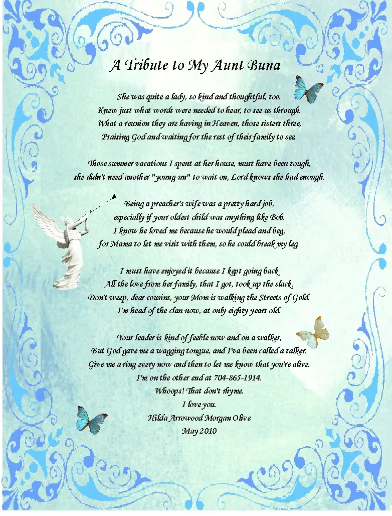 Aunt death Poems