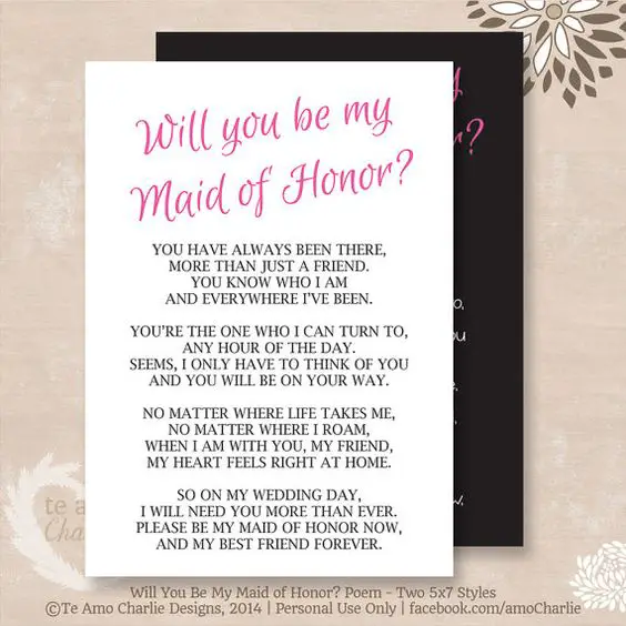 mom will you be my matron of honor