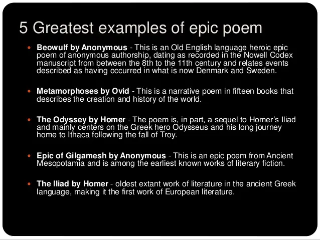 epic poem format epic poem format