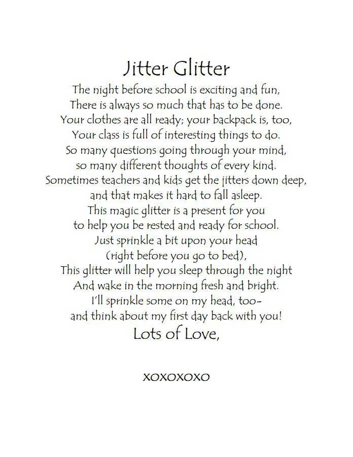 Glitter Poems image about Jitter Glitter Poem Printable named Glitter Poems