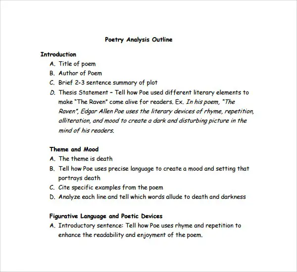 how to write a poem analysis essay word