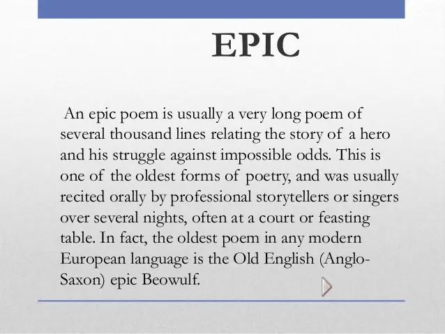 english epic short stories