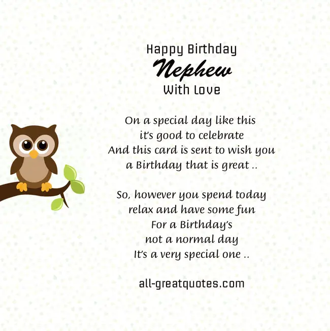 Happy Birthday Nephew Poems