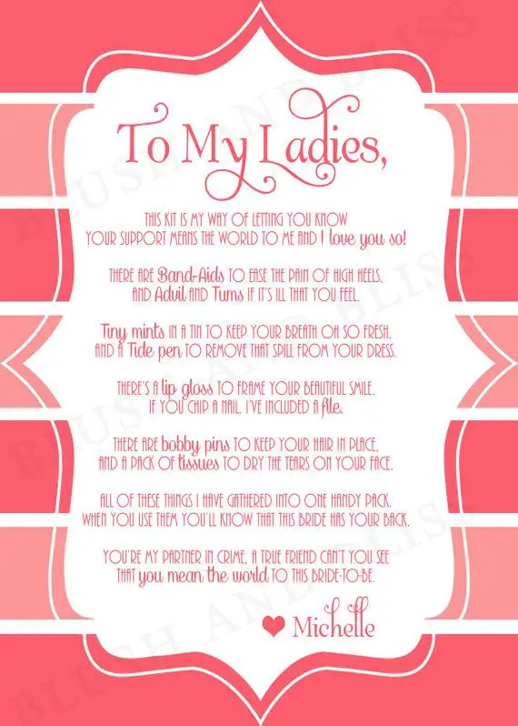 Bridesmaid Poems