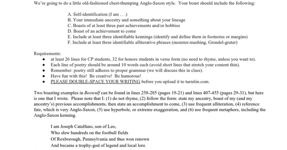 Beowulf boast generator picture