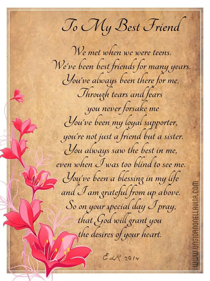 greeting poems short letter to my best friend on her birthday