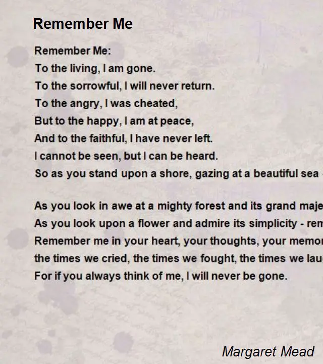 Remember me Poems